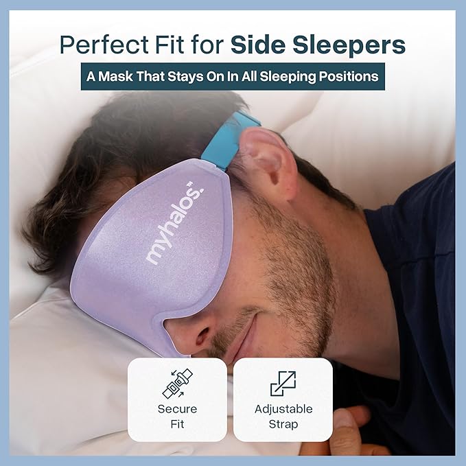 MyHalos® Sleep Mask - Eye Masks for Sleep - 100% Blackout Sleeping Mask for Women, Men & Side Sleepers - 3D Sleeping Eye Mask for Zero Pressure - Award Winning Design, Eyelash Friendly & Breathable