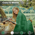 UNIKOME Lightweight & Waterproof Outdoor Camping Travel Blanket, Puffy Down Alternative With corner loops, 75"52", Green