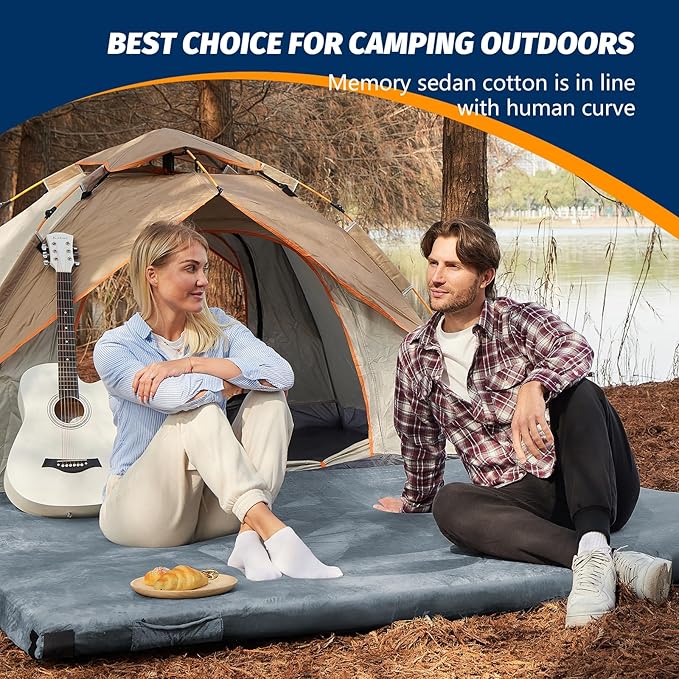 CYMULA CertiPUR-US Memory Foam Camping Mattress Pad, Portable Foam Sleeping Pad for Camping, Roll up Sleeping Mat for Adults Guest Floor Bed for Sleepover, Car, Tent SUV Cot Mattress
