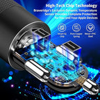 【MFi Certified】iPhone 17 Car Charger Fast Charging, Braveridge 75W USB C PD&QC Car Power Cigarette Lighter USB Charger with 6FT Type C Coiled Cable for iPhone 17/17 Pro Max/16/15/Galaxy S26/S25/Pixel
