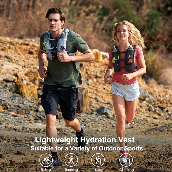 Running Vest with Water Bladder 1.5 Liter, Small Hydration Water Vest, Lightweight Hydration Pack Multi-Pocket 11x - for Hiking Race Trail Marathon for Women Men