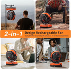 Camping LED Fan with Light, 40000Max Rechargeable Battery Powered Outdoor Tent Fan with Light and Hook, 4 Speed, Personal USB Desk Fan for Camping, Fishing, Power Outage,Hurricane, Worksite