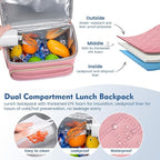 Backpack Cooler Lunch Backpack Double Decker Lunch Box,Insulated Backpack Lunch Cooler Bag, Lightweight Leakproof Lunchbox Backpack for Women Men to Travel,Picnic,Hiking,Beach,Camping