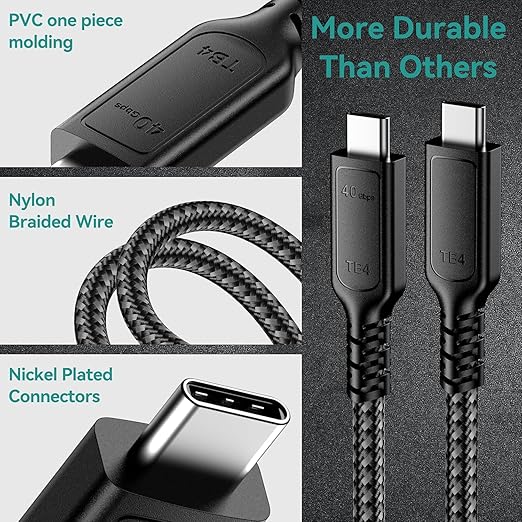 2 Pack USB C Cable 6.6Ft, USB 4 Cable for Thunderbolt 4 Cable 40Gbps Sync/8K HD Display 240W Fast Charging for Samsung Galaxy S24, MacBook, iPhone 16, iPad, Hub, Docking and More