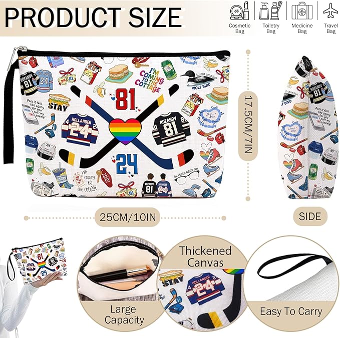 Heated Rivalry Merch Cosmetic Bag for Women, Travel Makeup Bag, Small Toiletry Organizer Pouch, Birthday Graduation Gifts for Mom Daughter BFF Sister Gift
