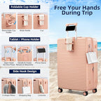 Hard Shell Suitcases 28 Inch Large Checked Luggage with Spinner Wheels Cup Holder, Expandable Check in Luggage Lightweight Top Opening Luggage Big Rolling Suitcase with Lock, Pink