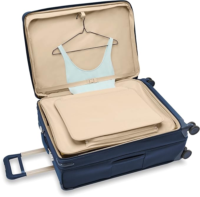 Briggs & Riley 29" Large Expandable Spinner - Checked Luggage for Travel, Suitcases with Wheels, Softside Rolling Bag for Men & Women, Self-Repairing Zipper - Baseline Collection, Navy