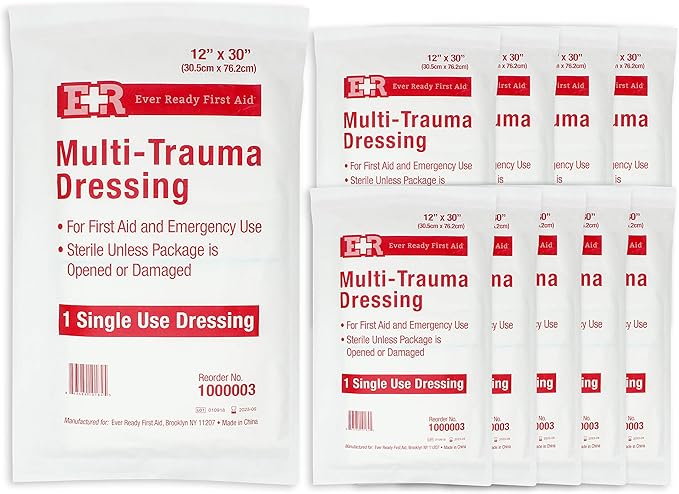 Ever Ready First Aid Multi-Trauma Sterile Non-Woven Dressing 12” x 30” - 10 Count