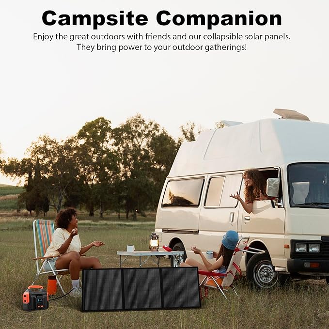 Portable 160 Watt 12V Foldable Solar Panel with Adjustable Kickstands and Waterproof IP65 Design for Power Station, Travel, Outdoor Camping, RVs, and Off-Grid Applications