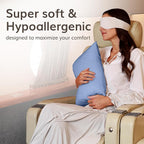 Happyluxe Odyssey Travel Pillow for Long Flights - Soft, Small, Alternative to Down and Memory Foam. 17 x 13in - Made in The USA, Serenity Blue Airplane Pillow for Adults Sleeping, Camping or Nap