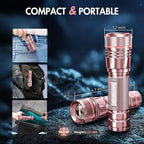 WdtPro Rechargeable Flashlights High Lumens, 2 Pack Super Bright LED Small Tactical EDC Flashlight with 10H Runtime, Portable Flash light for Camping, Home, Emergency Essentials Pink(Battery Included)