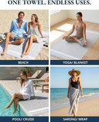 LANE LINEN Extra Large Beach Towels 2 Pack – Oversized 39"x71", Pre-Washed, Quick Dry, Sand-Free & Absorbent Pool Towels, Stylish & Lightweight for Women – Grey