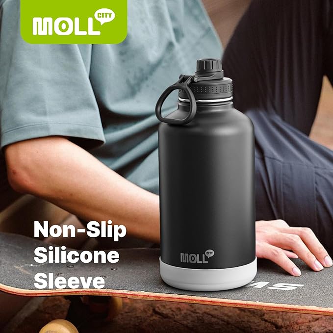 64 oz Water Bottle- Stainless Steel Vacuum Insulated Wide Mouth Sports Water Bottle with Spout Lid-Reusable Metal Leak Proof Travel Water Flask (Grass Green)