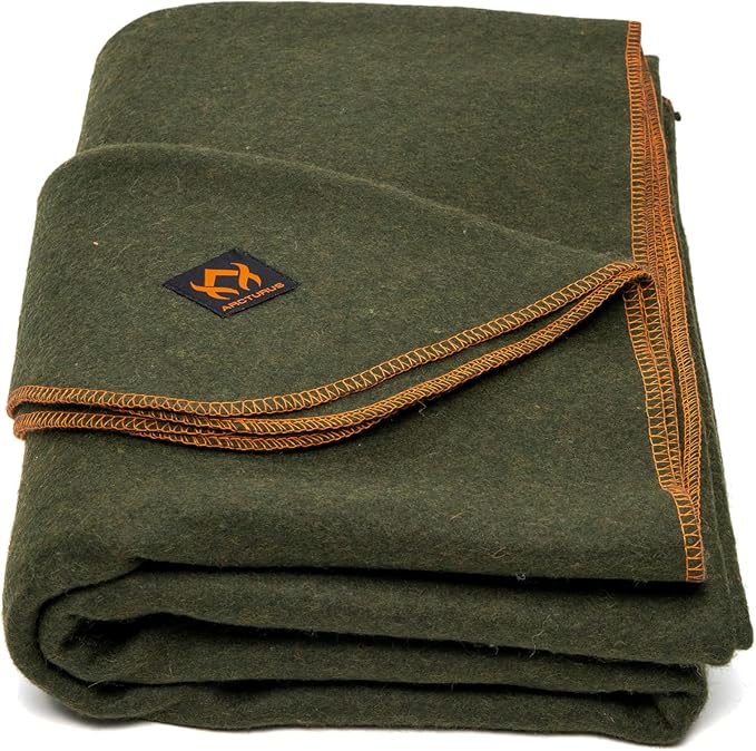 Arcturus Military Wool Blanket - Warm, Thick, Washable - Great for Outdoors, Camping, Stadium Blanket, Picnics, Travel - Car & Bushcraft Survival Kits