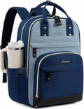 LOVEVOOK Laptop Backpack Women with Giant Tumbler Holder,15.6 inch Work Travel Backpack Computer Laptop Bag,Cute College Nurse Teacher Backpack Purse,Gift for Women & Men,Indigo blue-Mint green-Indigo
