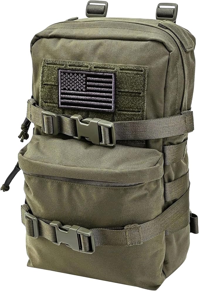 Tactical Mini Molle Hydration Pack,Molle Hydration Carrier with US Flag Water Resistant,Hydropack for Tactical Vest Backpack