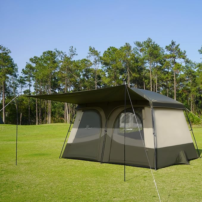 Vidalido Tents，3-4 Person Camping Tent with Extended Vestibule，Weather Resistant Family Tents with Breathable Mesh Windows，Easy Install Waterproof Outdoor Tent for Backpacking and Camping Hiking