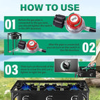 Outdoor Camping Stove, 225000 BTU, Propane Gas Cooker with Detachable Legs, High Pressure 3 Burner, 30 PSI Regulator