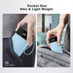 Power Bank 10000mAh Portable Charger with 4 Built-in Cables, Type-C in & Out Phone Charger, External Battery Charger Pack & Travel Essential for iPhone 16/15/14, Samsung, iPad, Android