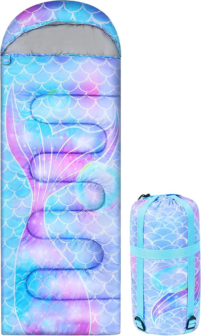 Camping Sleeping Bag for Kids Girls Boys,3 Season Warm Sleeping Bag Waterproof Portable for Outdoors Traveling,Camping