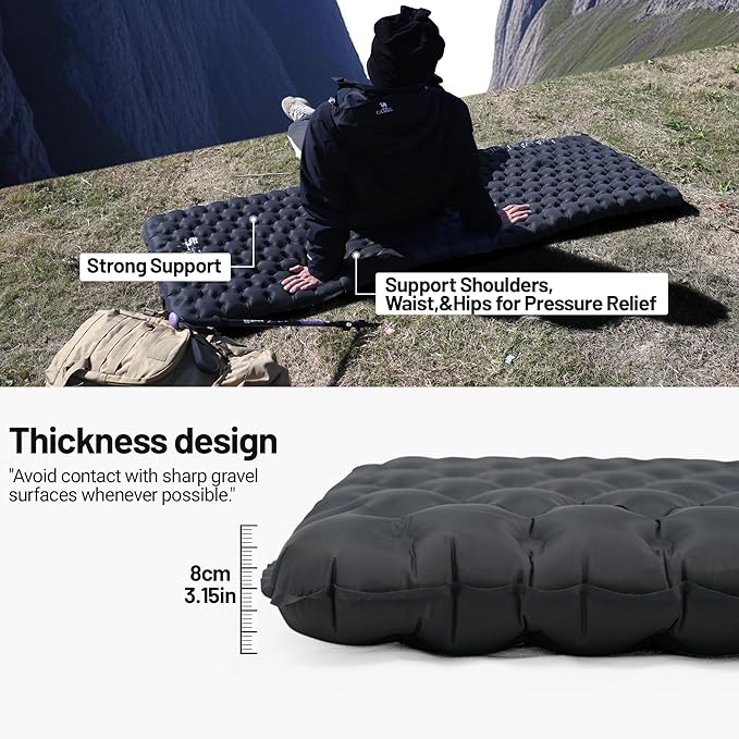 Ultralight Insulated Sleeping Pad, 5.4 R-Value, 3.2in Thickened, Withstand -20°C (-4°F), 7-Layers, Lightweight Waterproof Compact Camping Air Mattress Pad Backpacking Sleep Pad for Hiking Camping