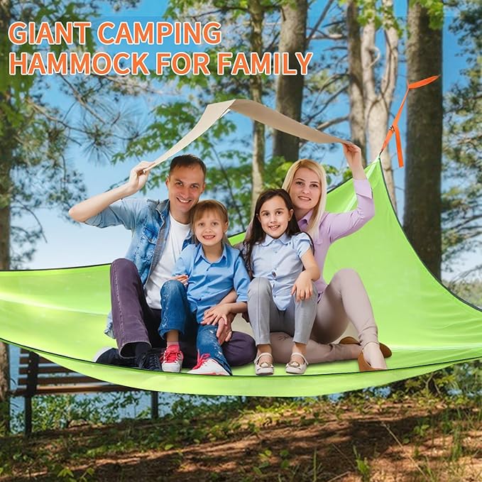 Triangle camping hammock for Outside, multi person hammock 3-6 Person Capacity, Portable 3 Point Hammock With Straps & Storage Bag Outdoor hammock for Gathering, beach, Family (157'', 1100Lbs)