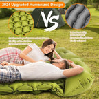 Double Sleeping Pad, Ultralight 4" Extra-Thick Self Inflating Sleeping Mat for 2 Person with Pillow Built-in Foot Pump Portable Camping Mat for Backpacking, Hiking, Traveling, Tent, Camping