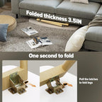 WOHOMO Folding Coffee Table 39.3'' White Coffee Tables for Living Room Portable Simple Modern Rectangular Center Table for Small Spaces, No Assembly, White-Htp