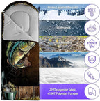 Sleeping Bags for Adults and Kids，3D Printing Camping Sleeping Bag for Girls Boys Lightweight Waterproof Cold/Warm 3-Season，Outdoor Travel with Compression Bags