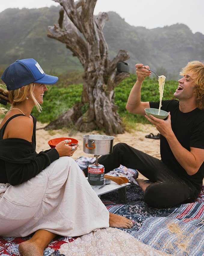 GSI Outdoors Cascadian 1 Person Table Set I 6-Piece Camping, Backpacking Mess Kit, Plastic BPA Free, Plate, Bowl, Mug, Cup & Cutlery Set