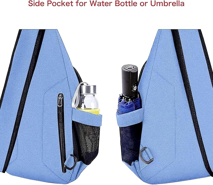 MOSISO Sling Backpack,Canvas Crossbody Hiking Daypack Bag with Anti-theft Pocket, Air Blue