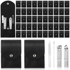 Geosar 50 Set Travel Manicure Kit Bulk Professional Nail Clippers Pedicure Nail Care Tools Grooming Stainless Steel Set with Portable Travel Case, Gift for Christmas Men Women(Black)