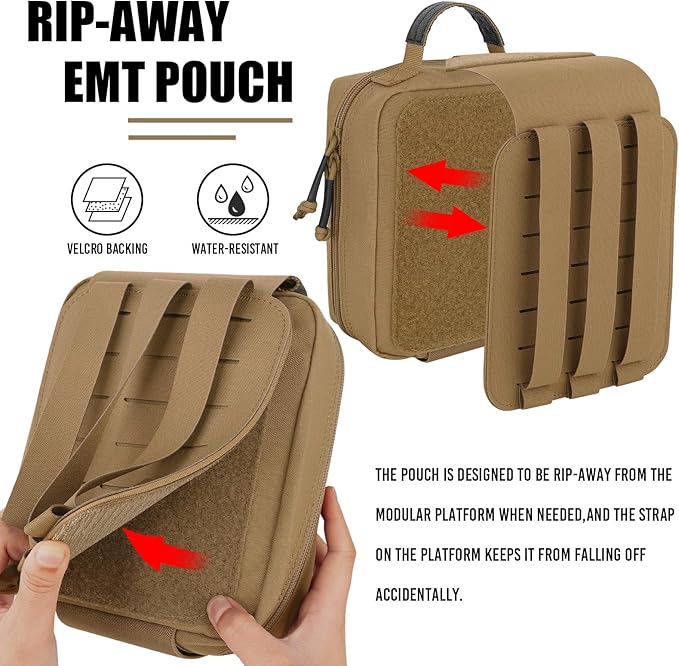 PETAC GEAR Tactical Rip Away Medical IFAK Pouch Tear Off First Aid EDC Pouches Molle & Belt Outdoor Emergency Survival Bag