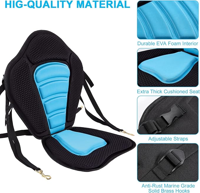 CAMULAND Paddleboard Seat, Kayak Accessories Chair for Paddle Board Fishing Sup Adjustable Cushion with Back Support for Sit On Top Boat Rafting Padded Seats Behind