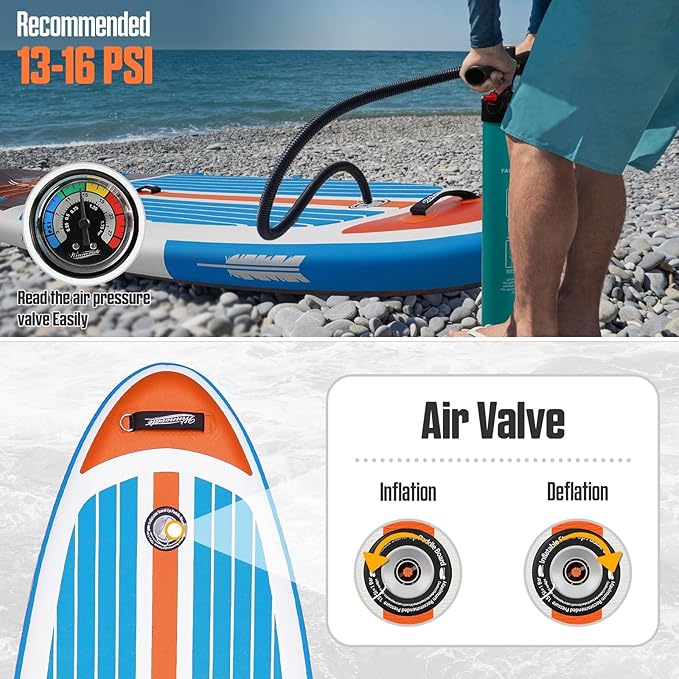 Inflatable Paddle Boards for Adults and Youth, 11'x33 Wood Grain Stand Up Paddle Board with SUP Accessories, Portable Inflatable Paddleboard for All Skill Levels,Blow Up Paddle Board as Present