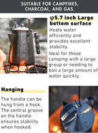 CAMPINGMOON 1.5L Campfire Kettle Stainless Steel Camping Coffee Pot Full capacity 1.86L SW-6