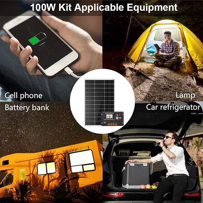ECO-WORTHY 100 Watt 12 Volt Solar Panel Kit for RV Battery Boat Trailer Cabin Garden Shed Home: 100W Solar Panel+30A PWM Charge Controller+ Tray Cable + Z Mounting Brackets