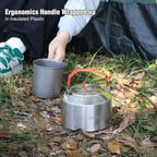 REDCAMP 1.6L Outdoor Camping Kettle, Lightweight Stainless Steel Water Pot with Carrying Bag, Compact Camp Tea Kettle Coffee Pot for Hiking Picnic Camping