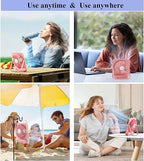 Small Desk Fan Personal Fans: 5000mah 25 Hours Battery Office Quiet Mini Desktop Fan Portable Rechargeable Travel Essentials (Pink, 5000)