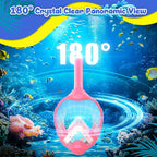 Kids Full Face Snorkel Mask, Snorkeling Gear for Kids, Kids Scuba Mask and Snorkel, Diving Mask, Snorkeling Set, 180 Degree Panoramic View Anti-Fog Anti-Leak