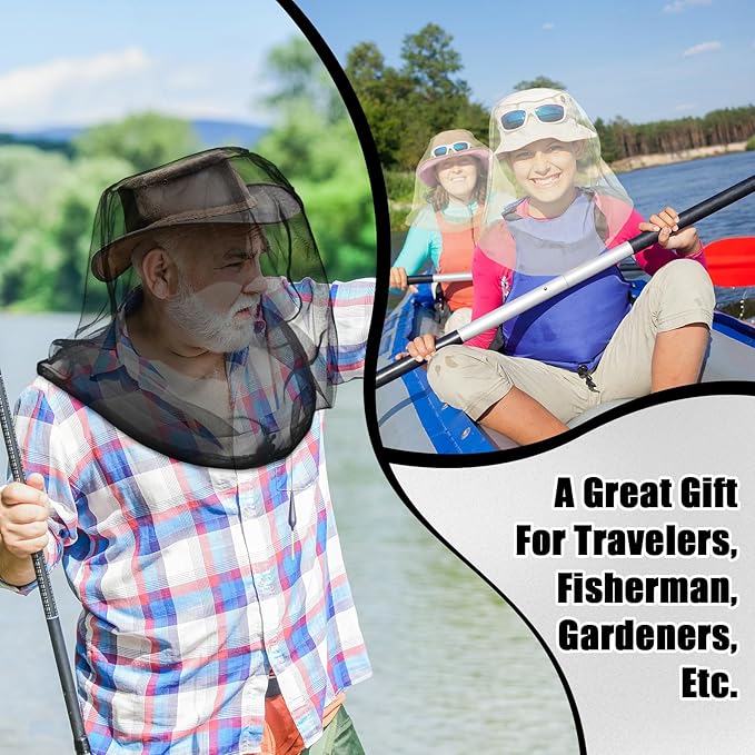 HESTYA 4 Pack Mosquito Bug Net Mesh for Head Mosquito Head Net Face Neck Fly Netting Hood from Insect Bugs Gnats for Outdoor