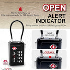 TSA Approved Luggage Lock with Alert Indicator, 4-Digit Resettable Combination, Durable Zinc Alloy Travel Lock for Suitcase, Backpack, Toolbox, Locker, All-Purpose, keyless – Black (4 Pack)
