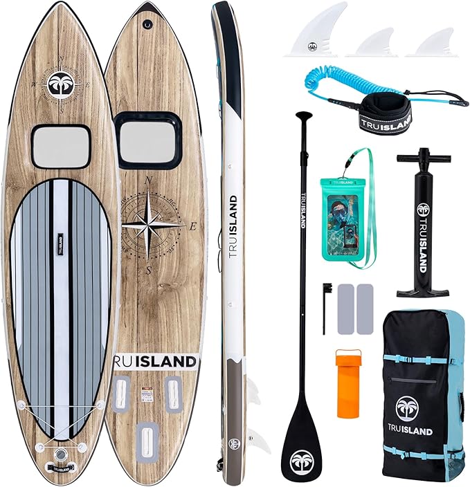 TRUISLAND Inflatable Paddle Board, Stand Up Paddle Board with Backpack, Non-Slip Thickened Deckpad, Waterproof Phone Case, Leash, Paddle, Hand Pump