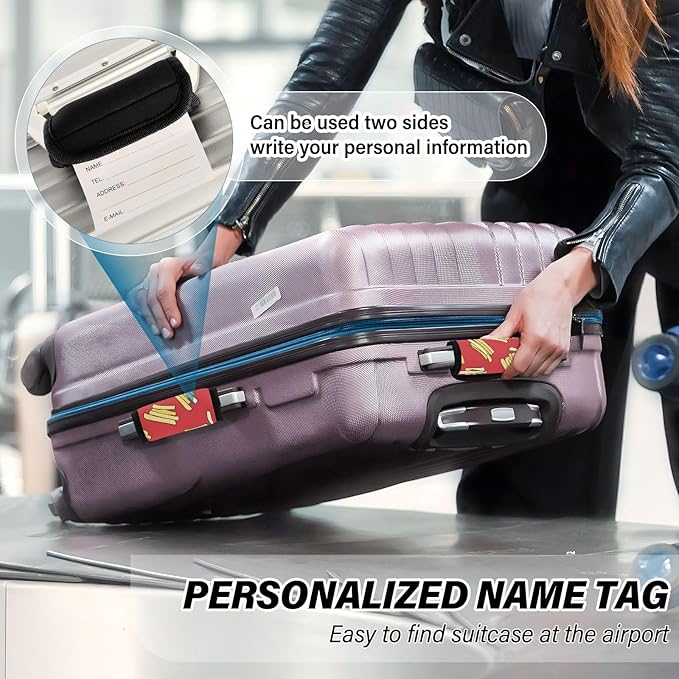 French Fries Luggage Handle Wrap for Suitcase Luggage Tags Handle Covers Identifiers Soft Decorations Travel Accessories 2 Pack