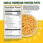 Twin Peaks Protein Puffs - (Garlic Parmesan), Keto Friendly, Low Carb Snack (300g, 21g Protein, 2g Net Carbs, High Protein, Healthy Crunchy Snack)
