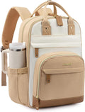 LOVEVOOK Laptop Backpack Women with Giant Tumbler Holder,15.6 inch Work Travel Backpack Computer Laptop Bag,Cute College Nurse Teacher Backpack Purse,Gifts for Women & Men,Yellow-Beige-Browny yellow