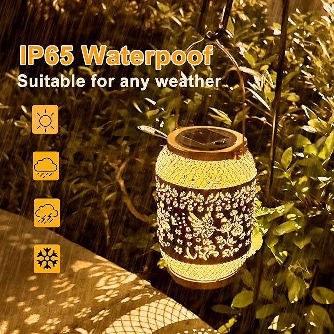 Solar Lantern Outdoor Waterproof,Birthday Gifts for Women Mom Grandma,Hummingbird Garden Decor,Metal Hanging Solar Lights Decorative for Christmas,Thanksgiving,Backyard,Patio,Porch,Lawn