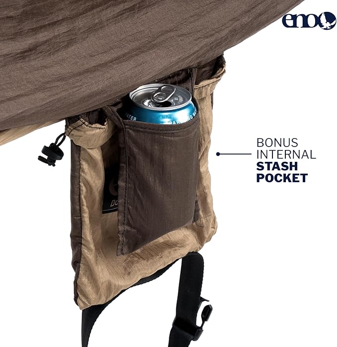 ENO DoubleNest Hammock - Lightweight, Portable, 1 to 2 Person Hammock - for Camping, Hiking, Backpacking, Travel, a Festival, or The Beach - Chocolate/Latte