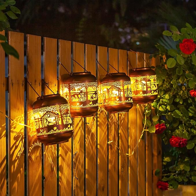 French Bulldog Solar Lanterns Outdoor Waterproof,Hanging Solar Lights French Bulldog Gifts for Women Men Metal LED Decorative Light for Yard,Patio,Lawn,Tabletop,Pathway,Landscape,Garden Decor