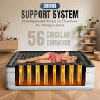 King Air Mattress with Built-in Pump, 18" Top Inflatable Mattress with Waterproof Flocking Fabric, Three-Minute Quick-Inflatable Bed. Portable Blow Up Mattress for Home, Outdoor and Guests